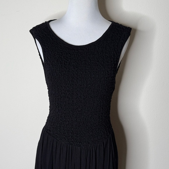 ASOS Black Shirred Bodice Open Back Maxi Dress - Picture 3 of 9